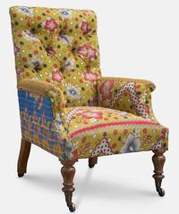 Fauteuil Country House en tissu indien