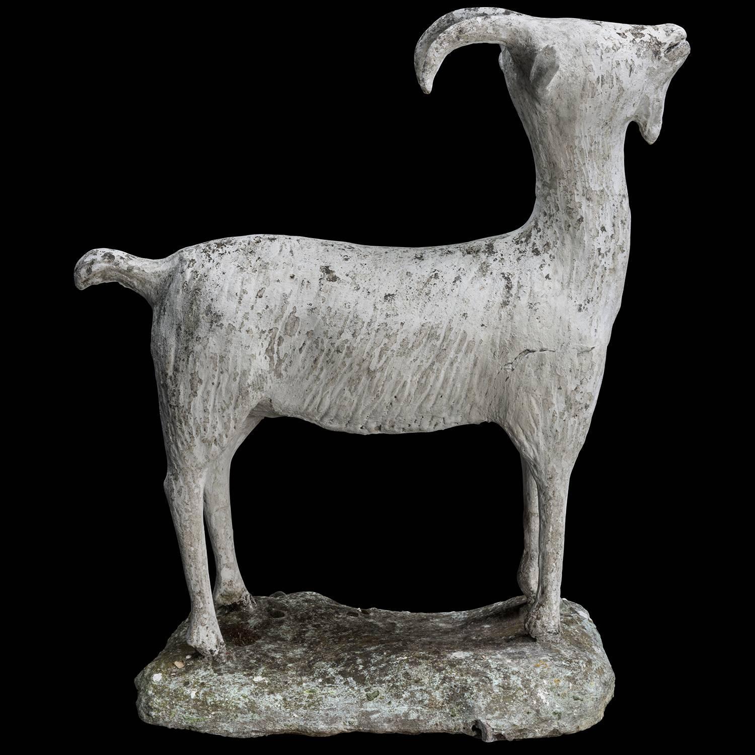 Cast Stone Goat Garden Statue For Sale at 1stdibs
