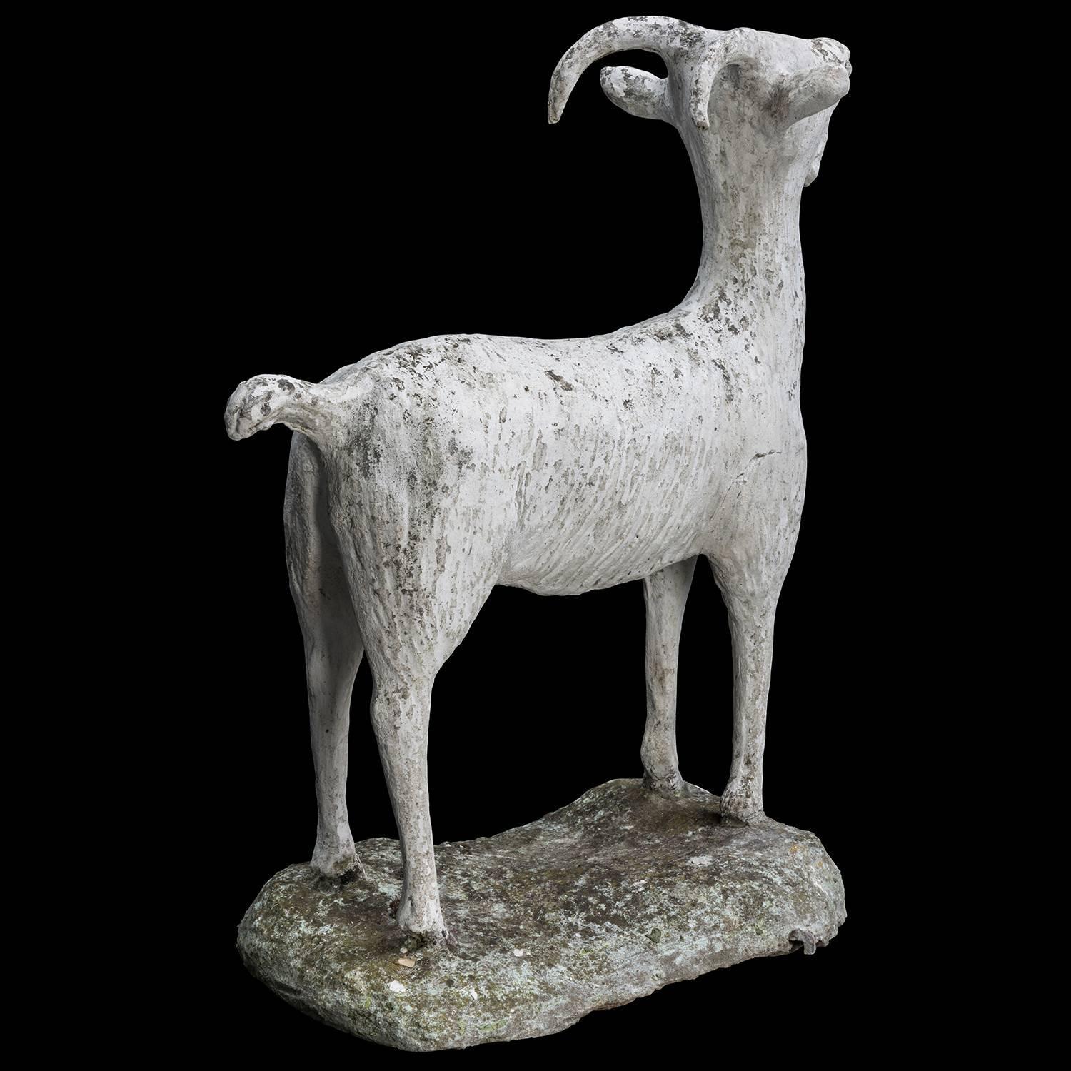 Cast Stone Goat Garden Statue For Sale at 1stdibs