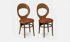 Baumann Bentwood and Vinyl Bistro Chairs, circa 1970