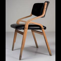 Jindrich Halabala Patent Leather and Bentwood Side Chairs, circa 1960