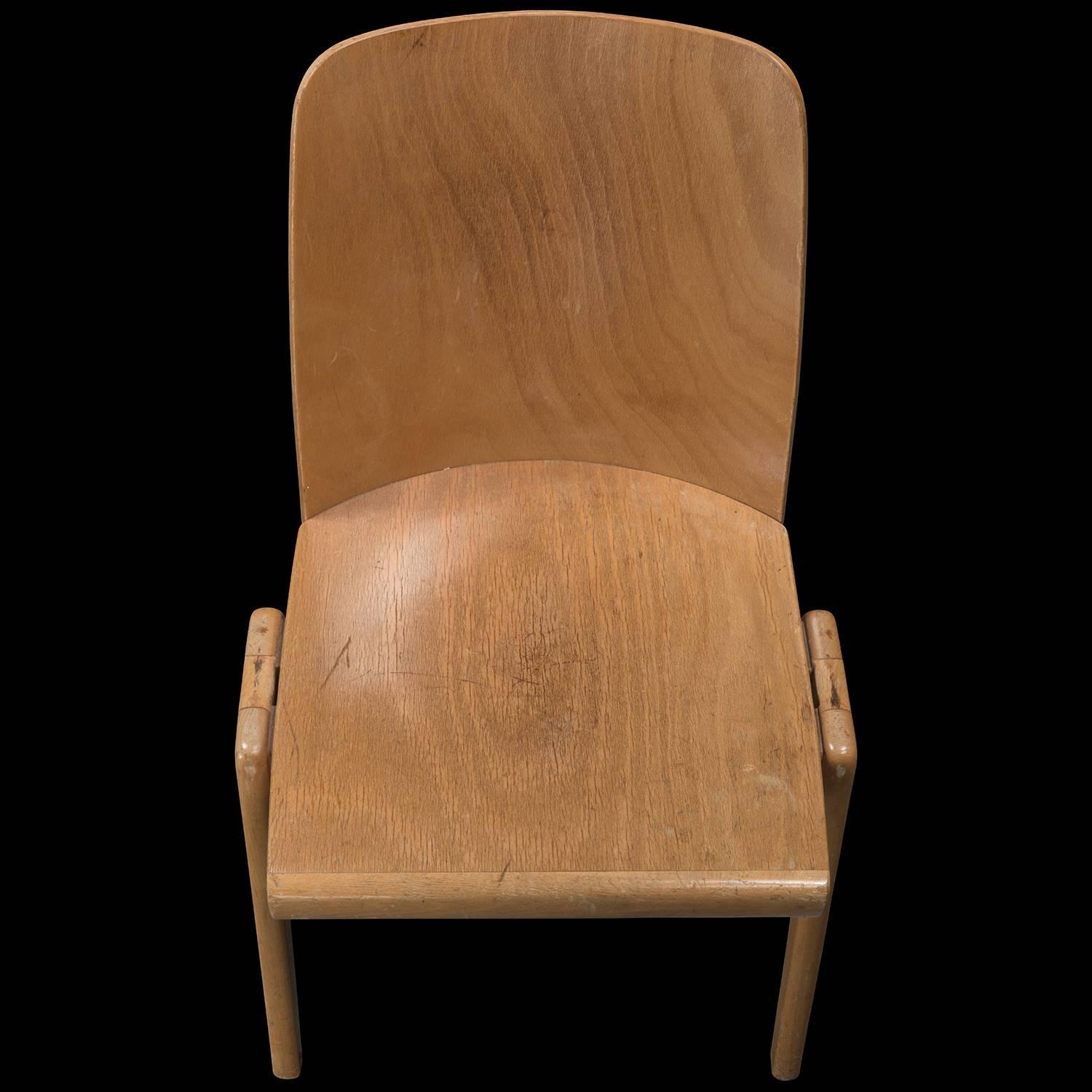 Modern Wooden Stacking Chairs, circa 1960 For Sale at 1stdibs