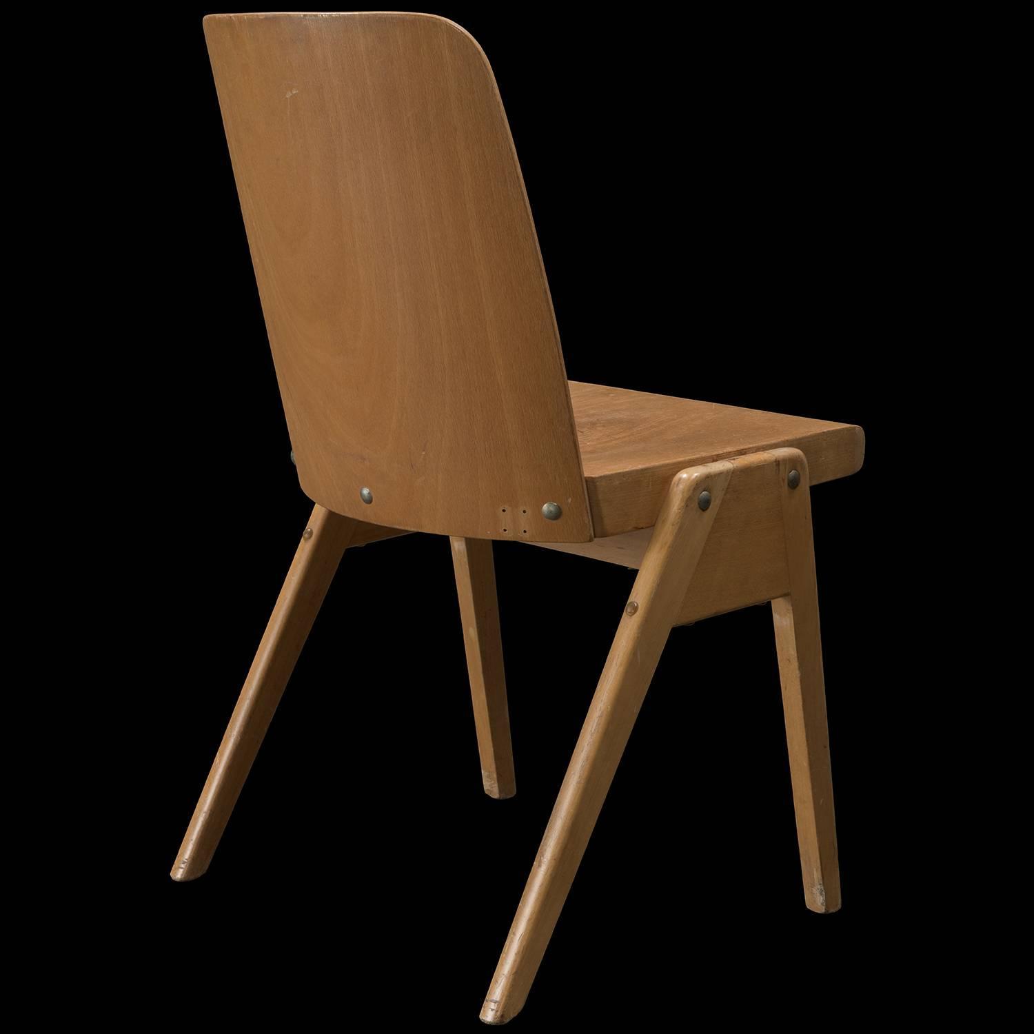 Modern Wooden Stacking Chairs, circa 1960 For Sale at 1stdibs