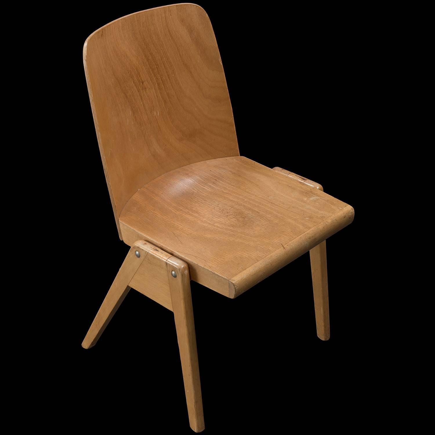 Modern Wooden Stacking Chairs, circa 1960 For Sale at 1stdibs