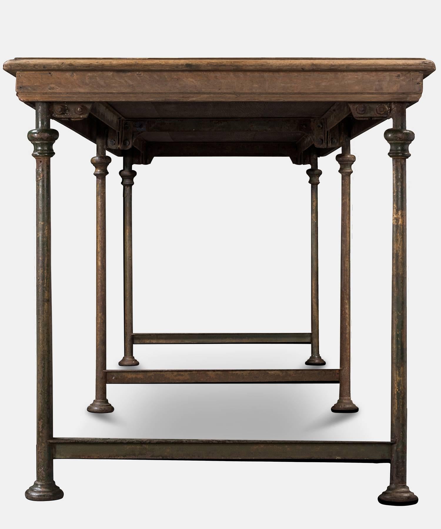 French Theodore Scherf Oak and Iron Table