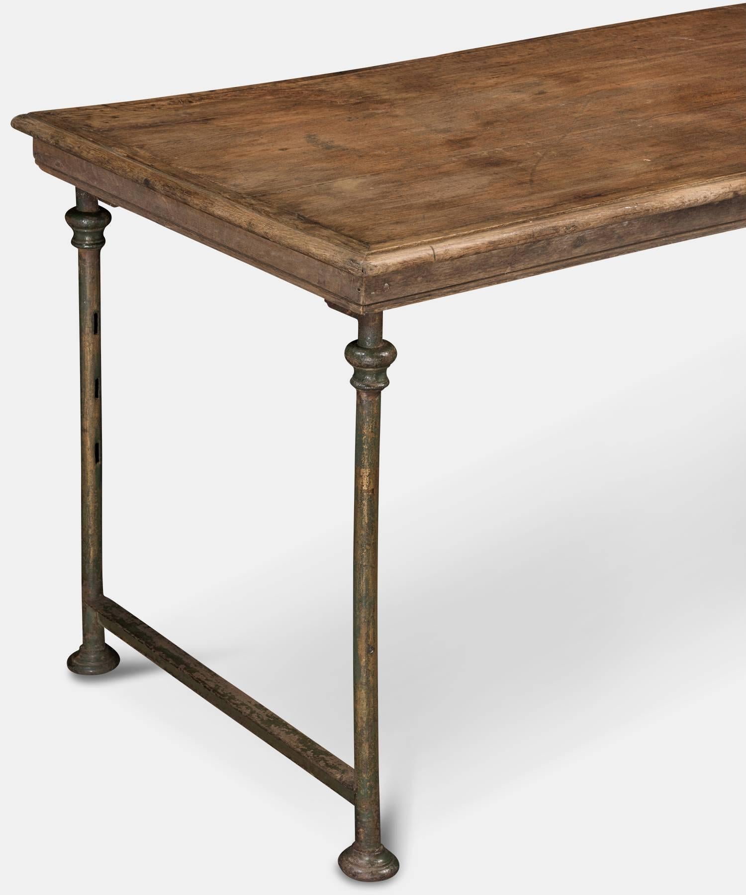 Theodore Scherf Oak and Iron Table In Good Condition In Culver City, CA