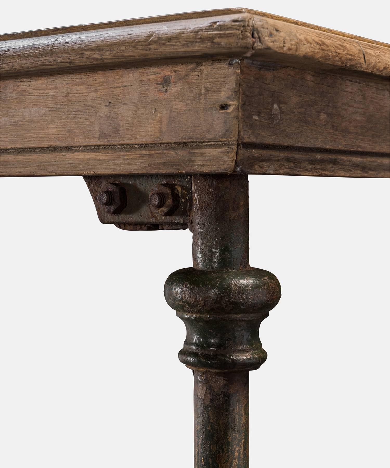 Late 19th Century Theodore Scherf Oak and Iron Table