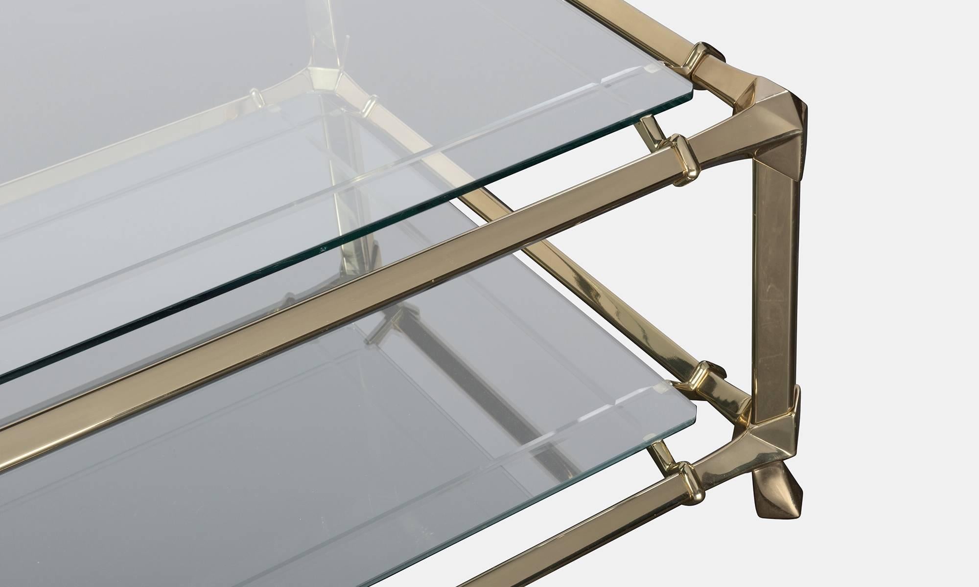 Beveled Brass and Bevelled Glass Coffee Table