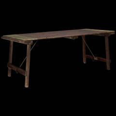 Painted Pine and Iron Trestle Table, circa 1870