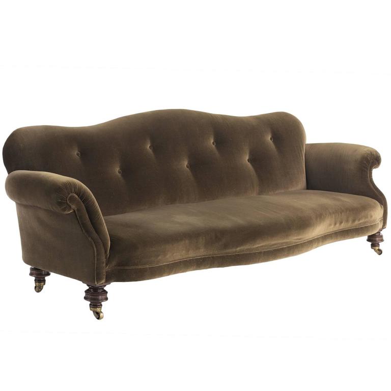 Victorian Velvet and Mahogany Sofa, circa 1890 at 1stDibs