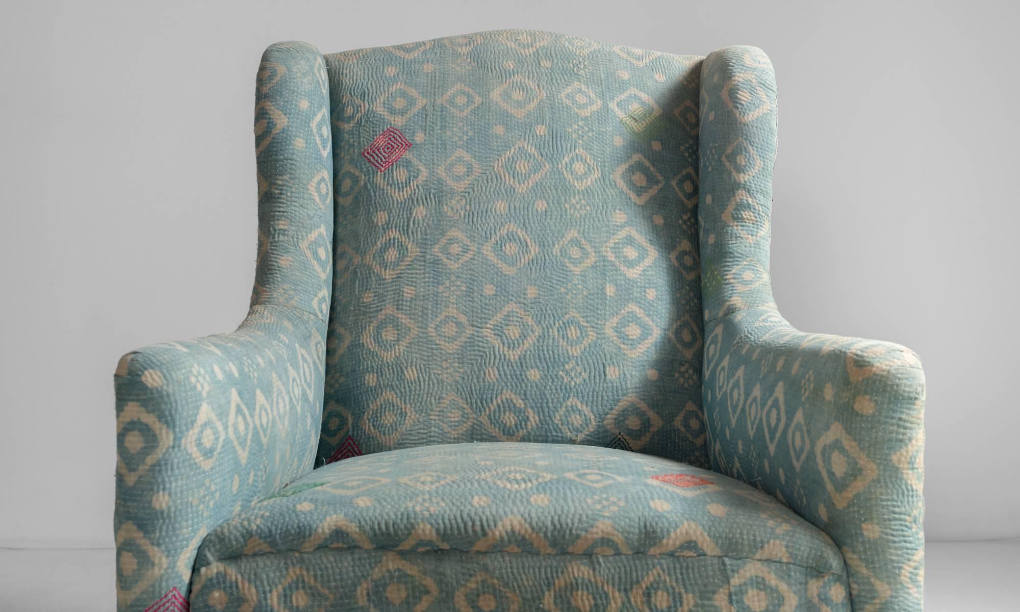 Turned Indian Quilt Walnut Wingchair, England, circa 1880
