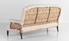 French Linen Button Back Sofa, circa 1900