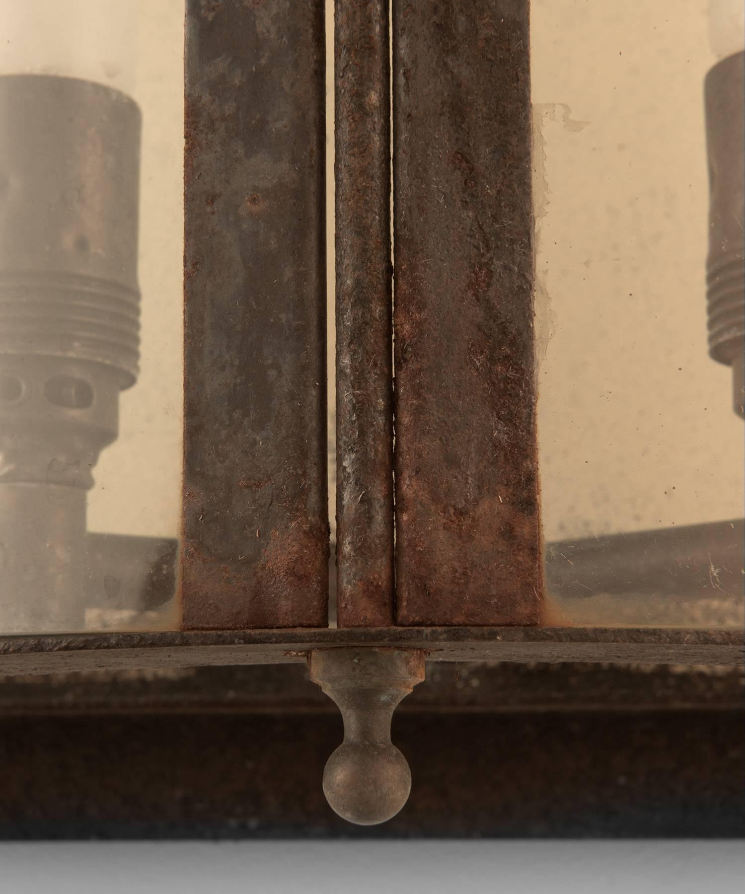 Galvanized Metal and Glass Outdoor Wall Sconce, Made in Italy For Sale 2