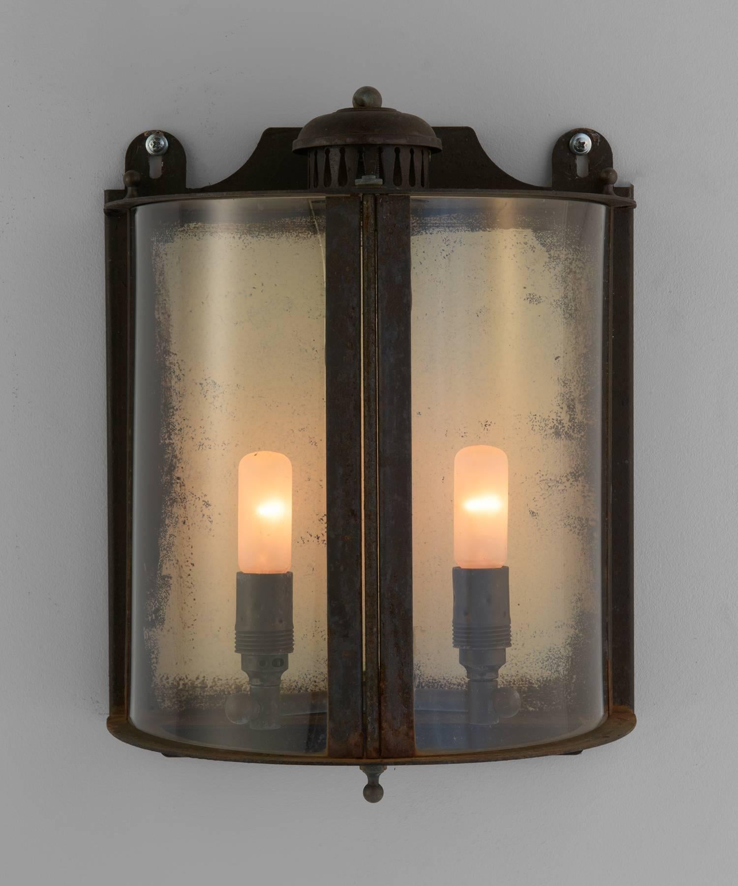 Galvanized Metal and Glass Outdoor Wall Sconce, Made in Italy In New Condition For Sale In Culver City, CA