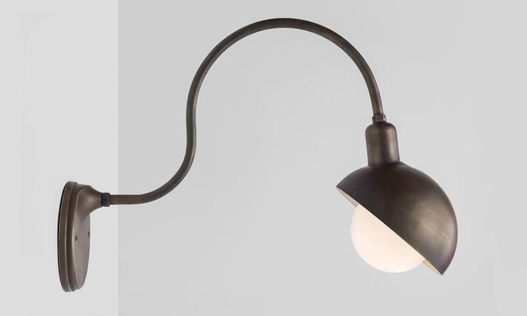 Large Scale Brass Gooseneck Sconce For Sale at 1stdibs