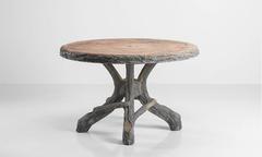 Cast Concrete Faux Bois Round Table, circa 1950