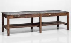 Zinc Top and Pine Work Table, circa 1900