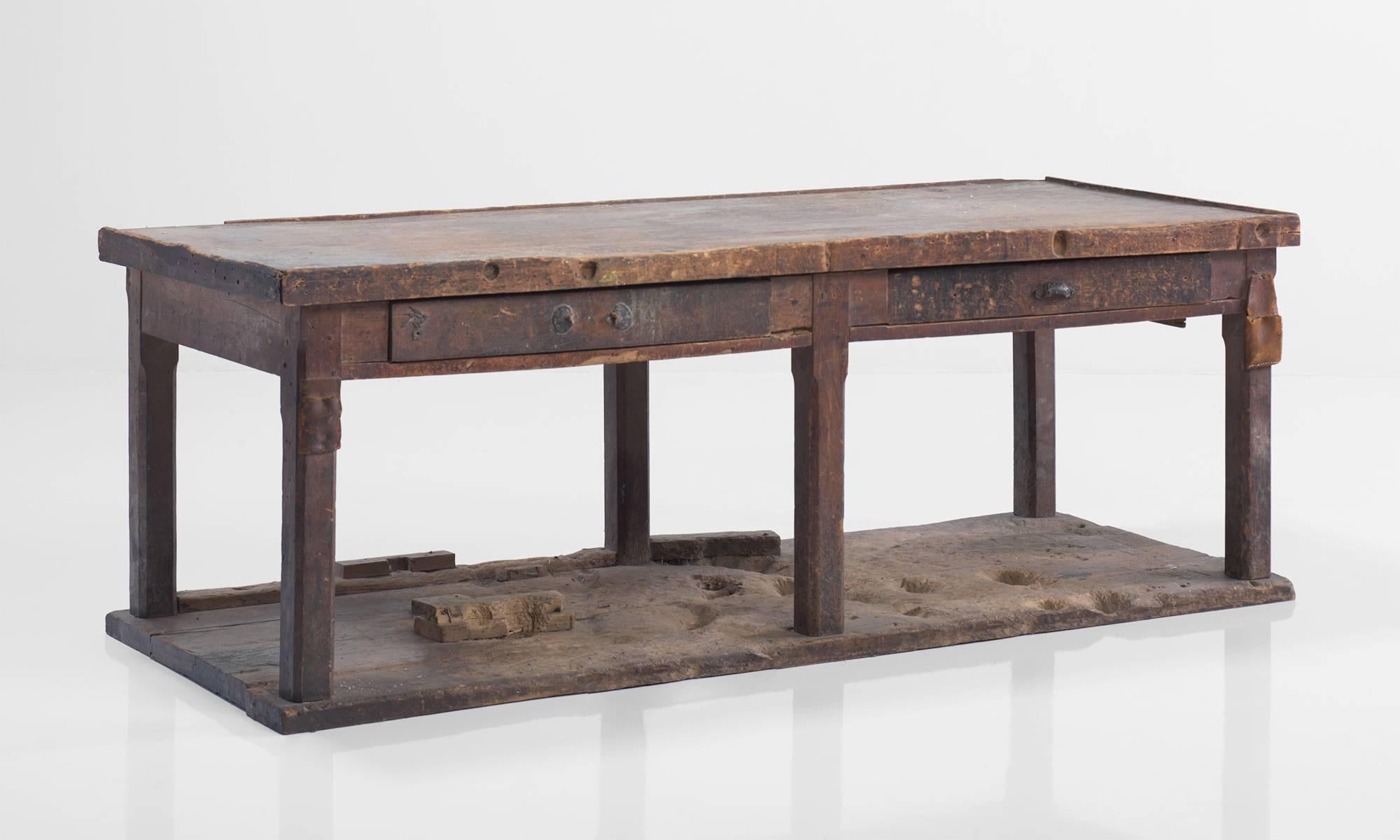 French Primitive Console with Built in Hardwood Flooring