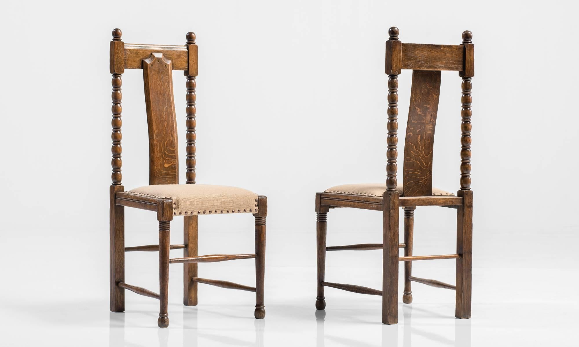 Late 19th Century Set of Eight Oak George Walton Dining Chairs