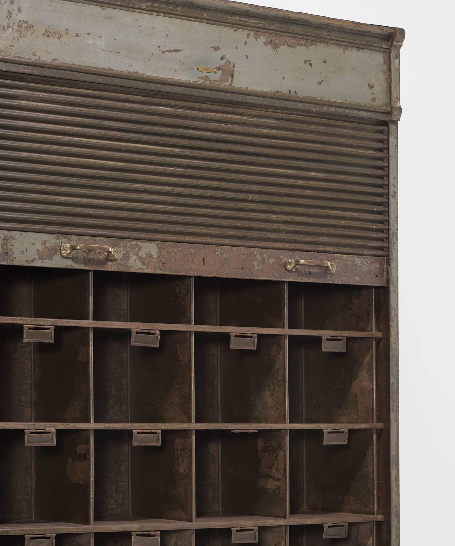 Industrial Roller Cabinet by Strafers, circa 1930 In Distressed Condition In Culver City, CA