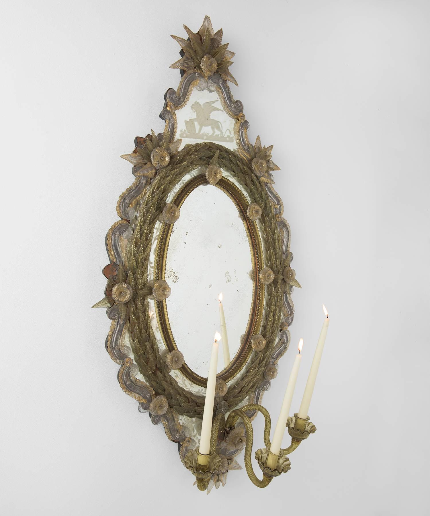 Early 19th Century Ornate Venetian Murano Glass Mirror, circa 1810