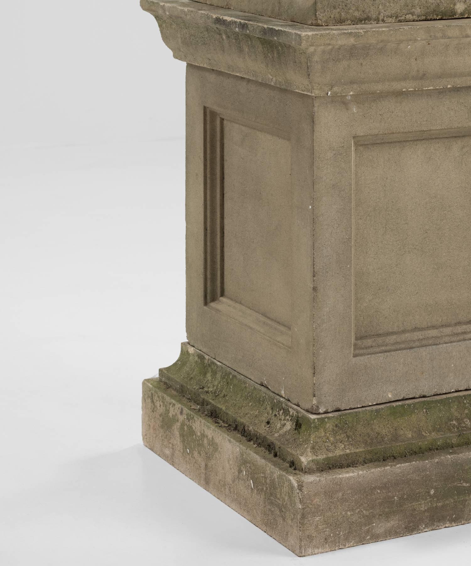 Pair of Concrete Westonbirt Urns with Pedestals, circa 1975 1