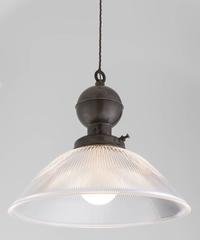 Industrial Glass & Brass Gas Lamp Pendant, Italy, 21st century
