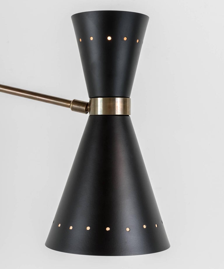 Black and Brass Double Wall Sconce For Sale at 1stdibs
