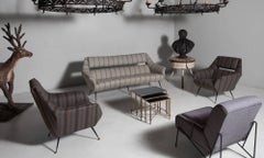 Open Back Wool Sofa, Italy, circa 1960