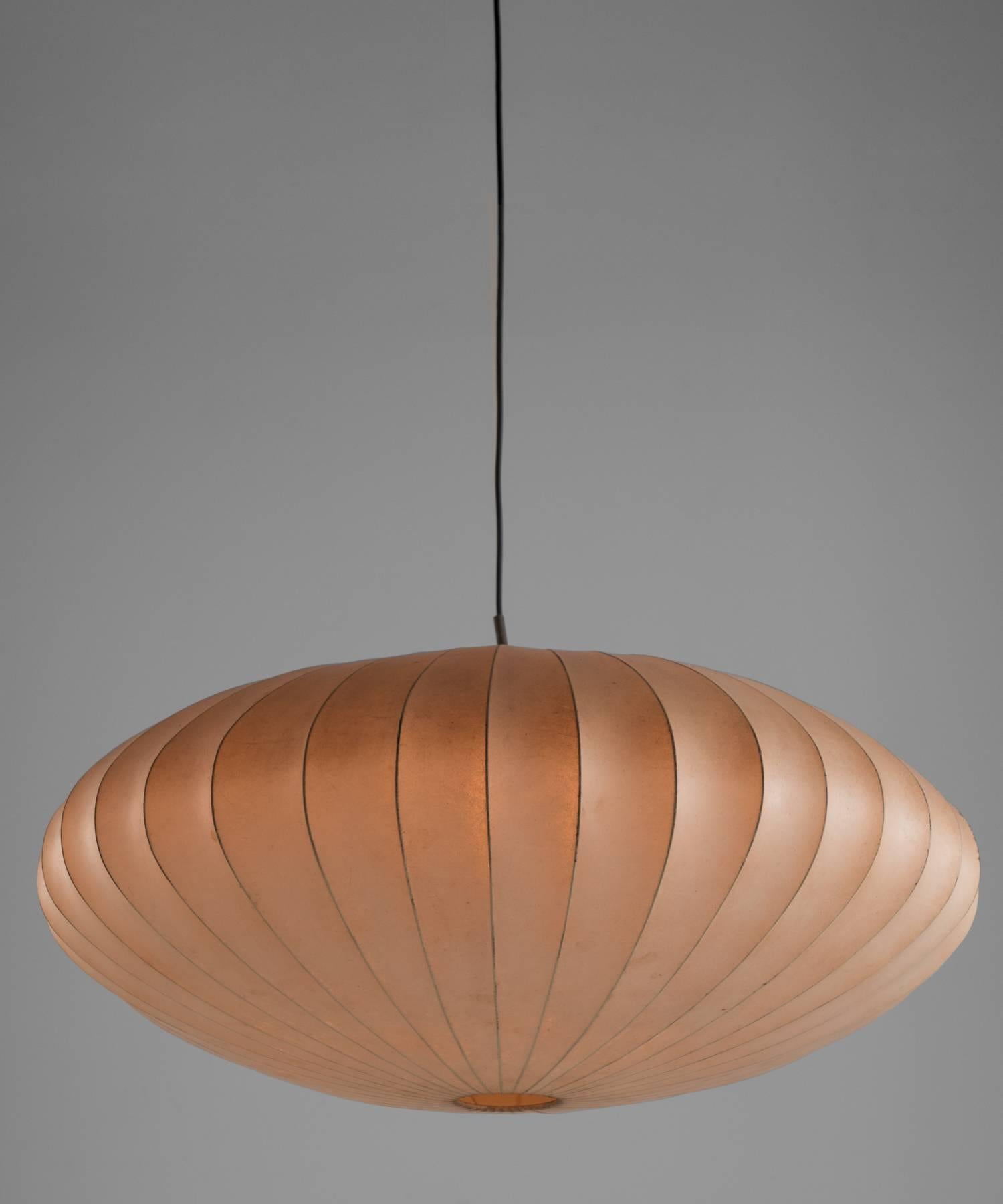 Modern “Cocoon” pendant by George Nelson, circa 1960.

Delicate transparent resin cocoon with internal steel structure.



                  
