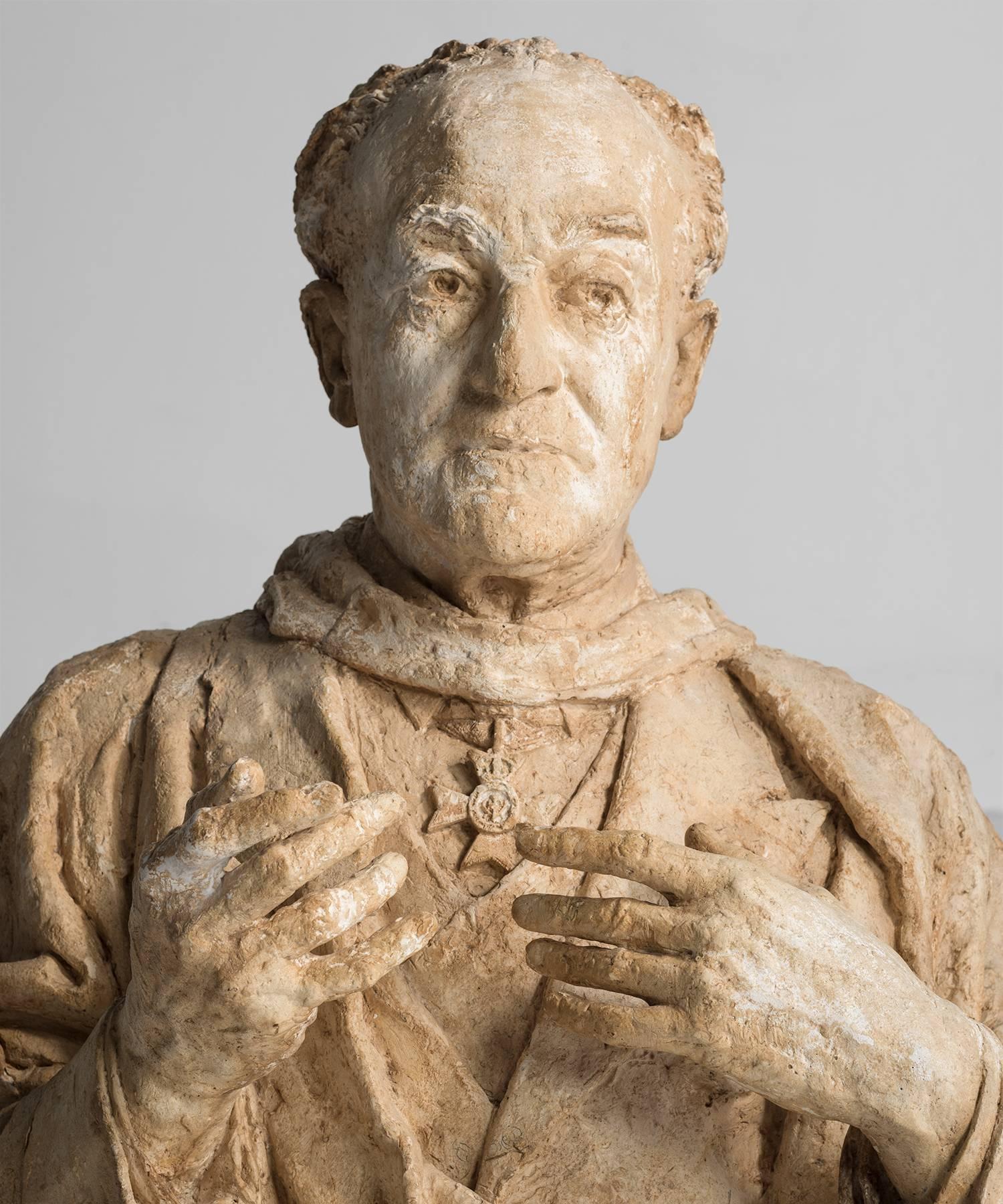 Modern Plaster Bust of a Priest by Maurice Lambert, circa 1950