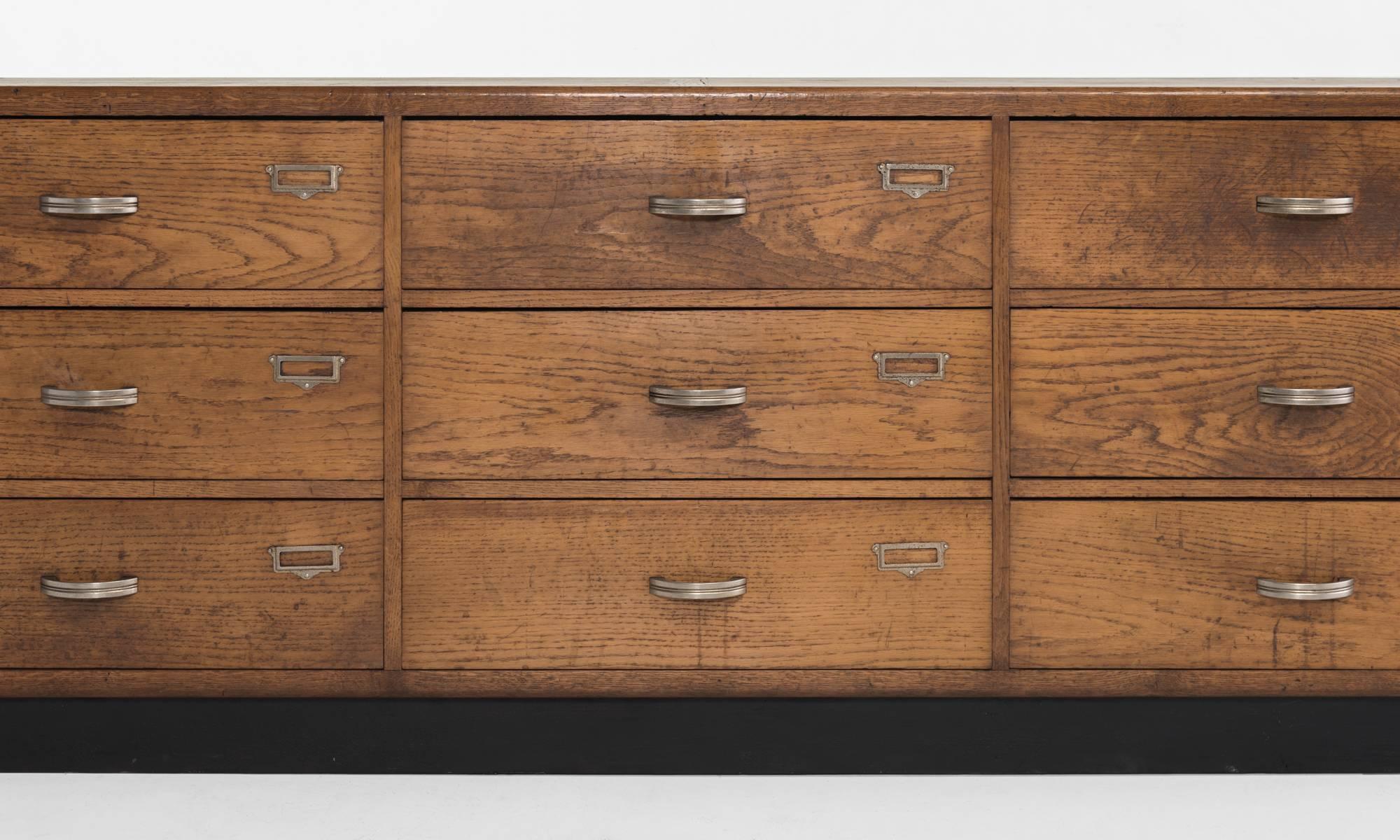 Massive Oak Chest of Drawers, circa 1950 In Good Condition In Culver City, CA