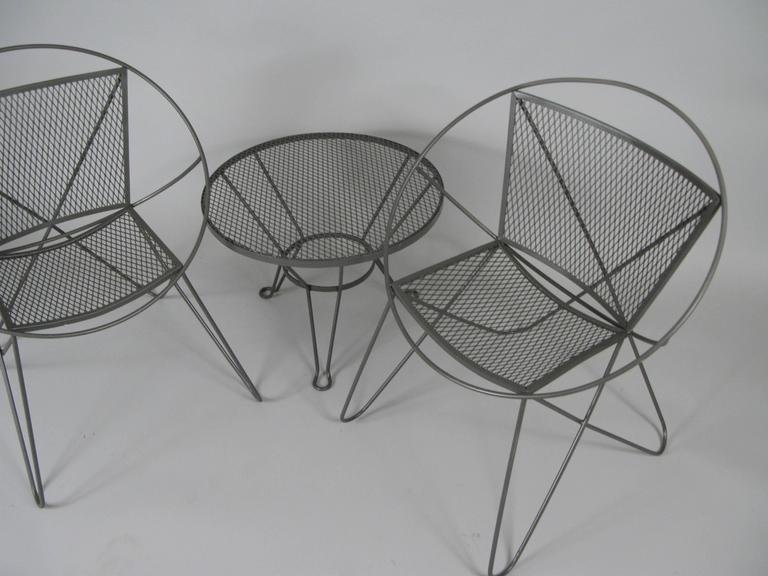 Vintage 1960s Wrought Iron Garden Table and Chairs by Woodard at 1stdibs