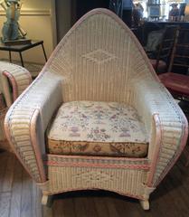 Antique 1930s Wicker Sofa and Pair of Chairs