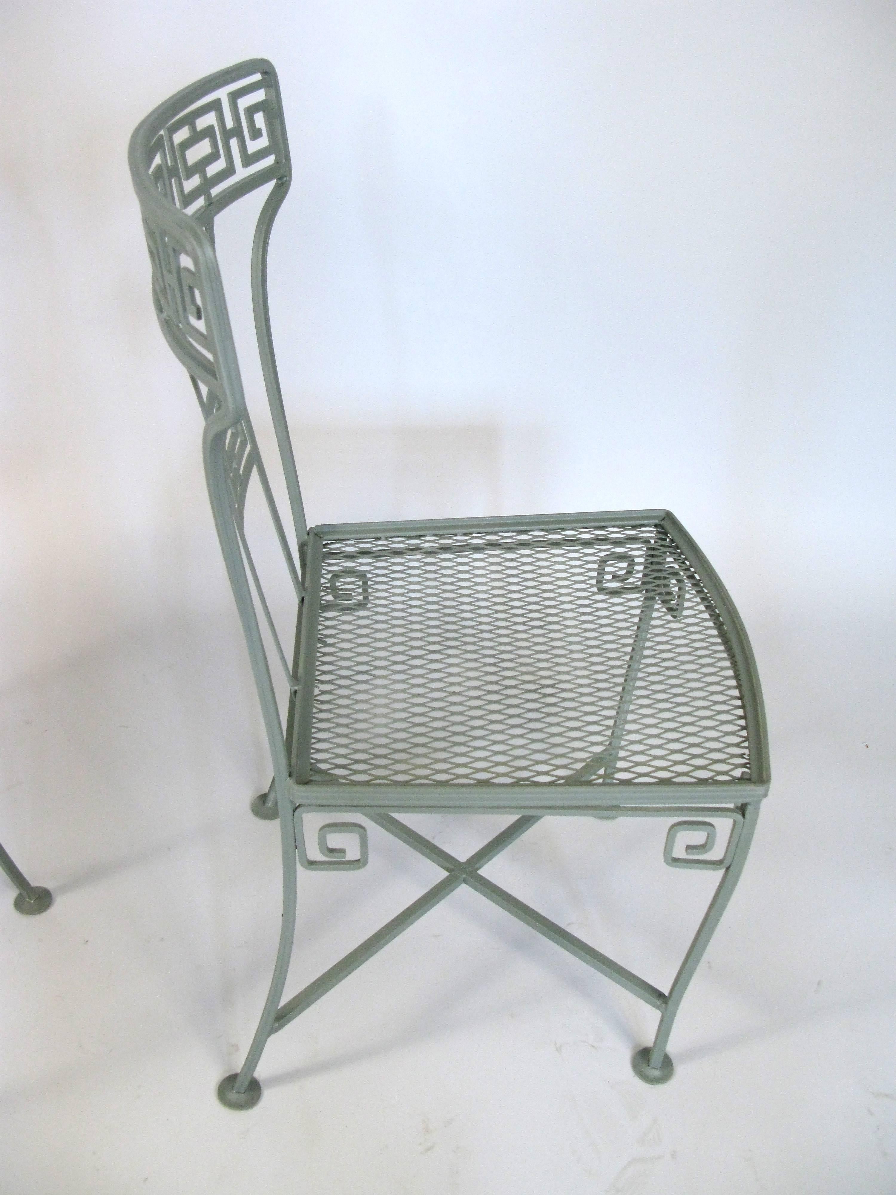 Mid-20th Century Vintage Wrought Iron Greek Key Dining Table and Chairs