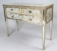 Vintage 1940s Églomisé Mirrored Two-Drawer Chest