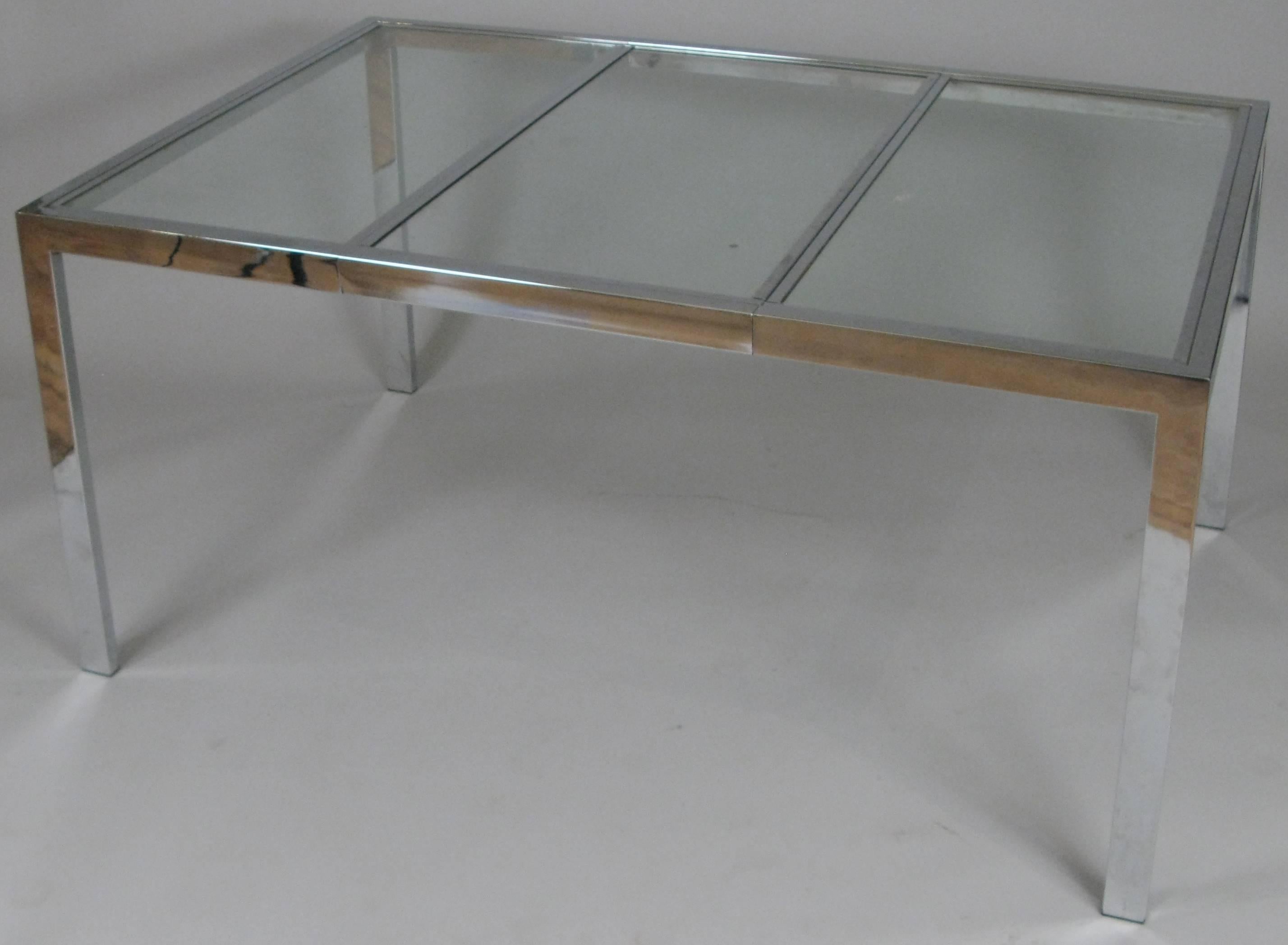 1970s chrome and glass dining table