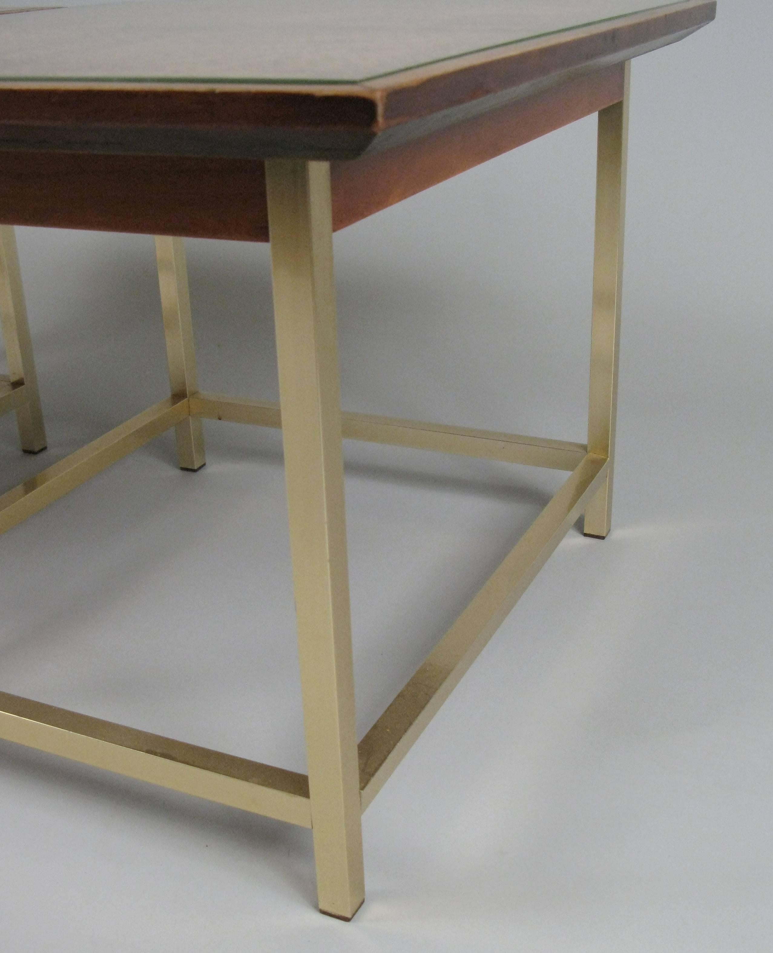 American Pair of Vintage Brass and Walnut Tables by Kipp Stewart for Drexel