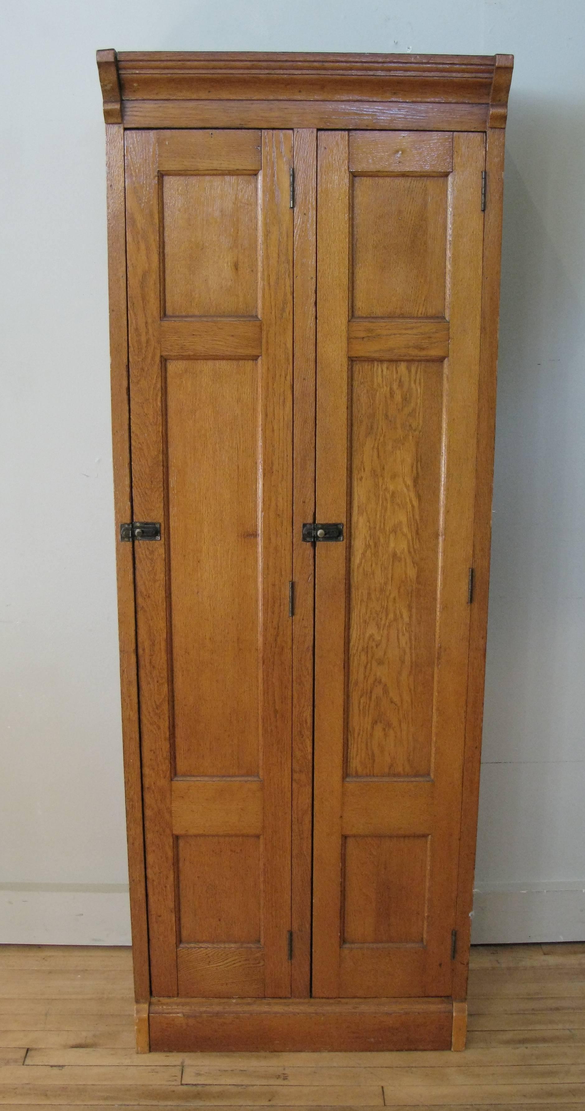 American Antique 1940s Two-Door Oak Locker Cabinet