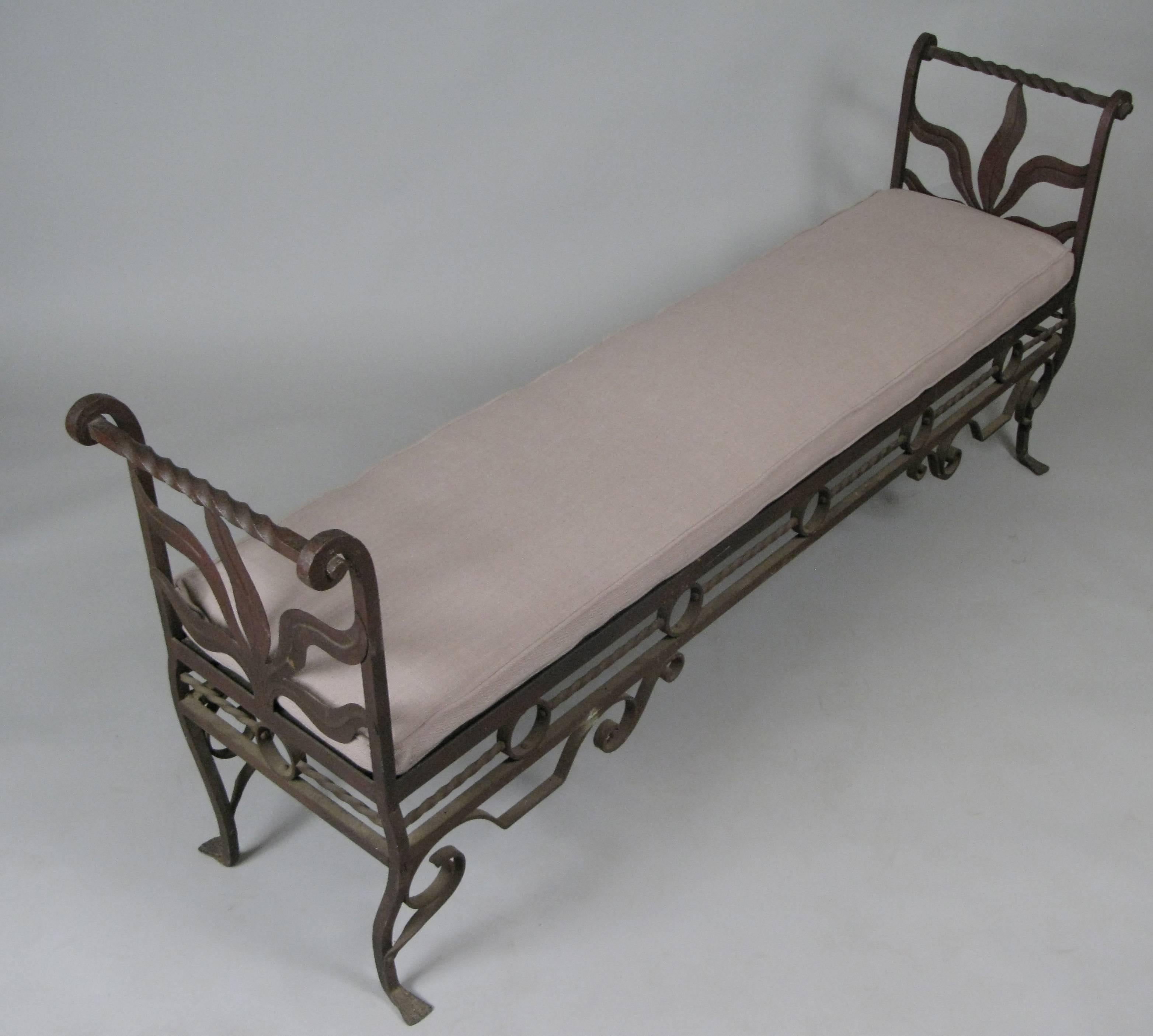 American Antique 1920s Wrought Iron Bench