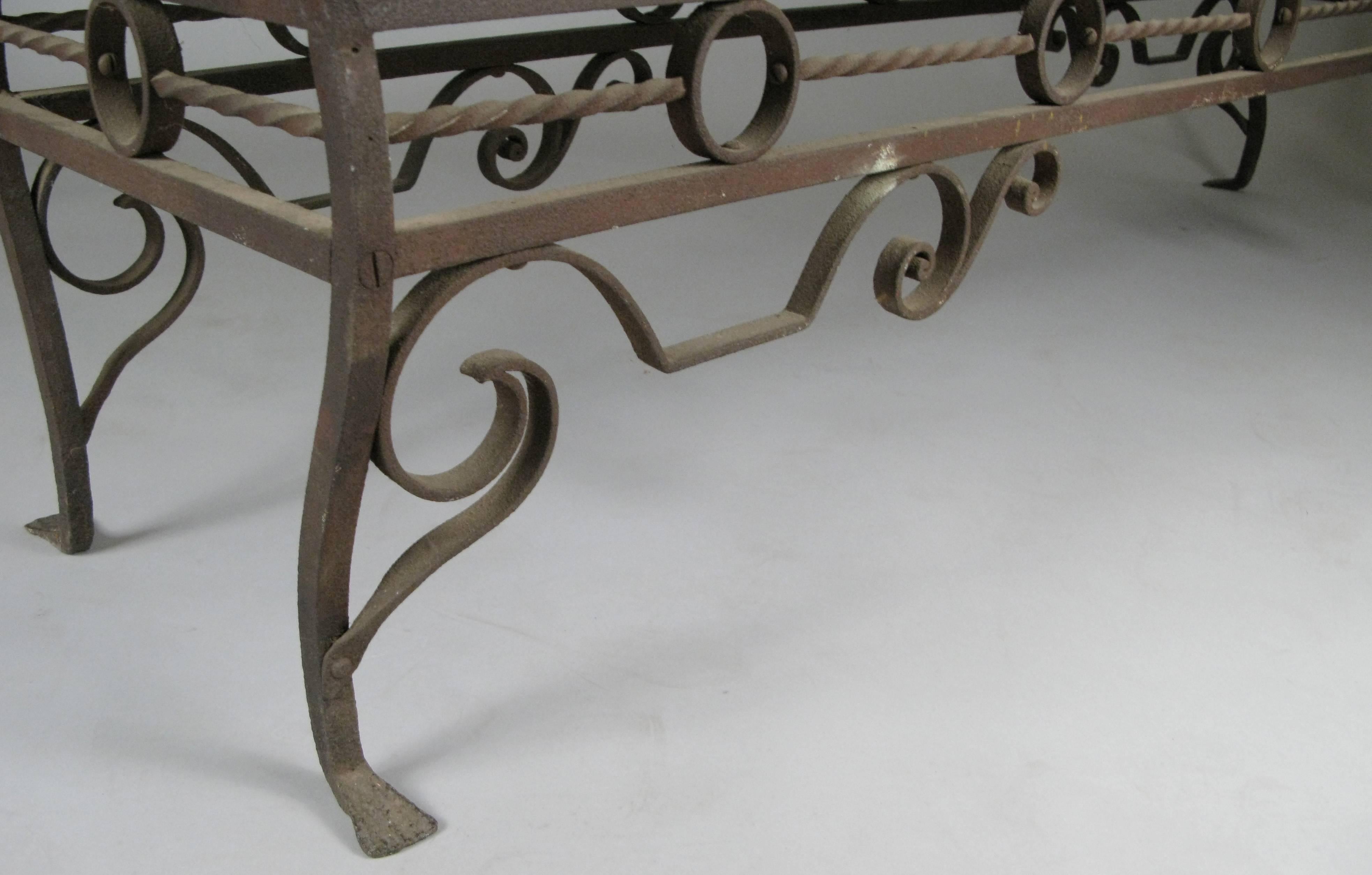 Antique 1920s Wrought Iron Bench 1