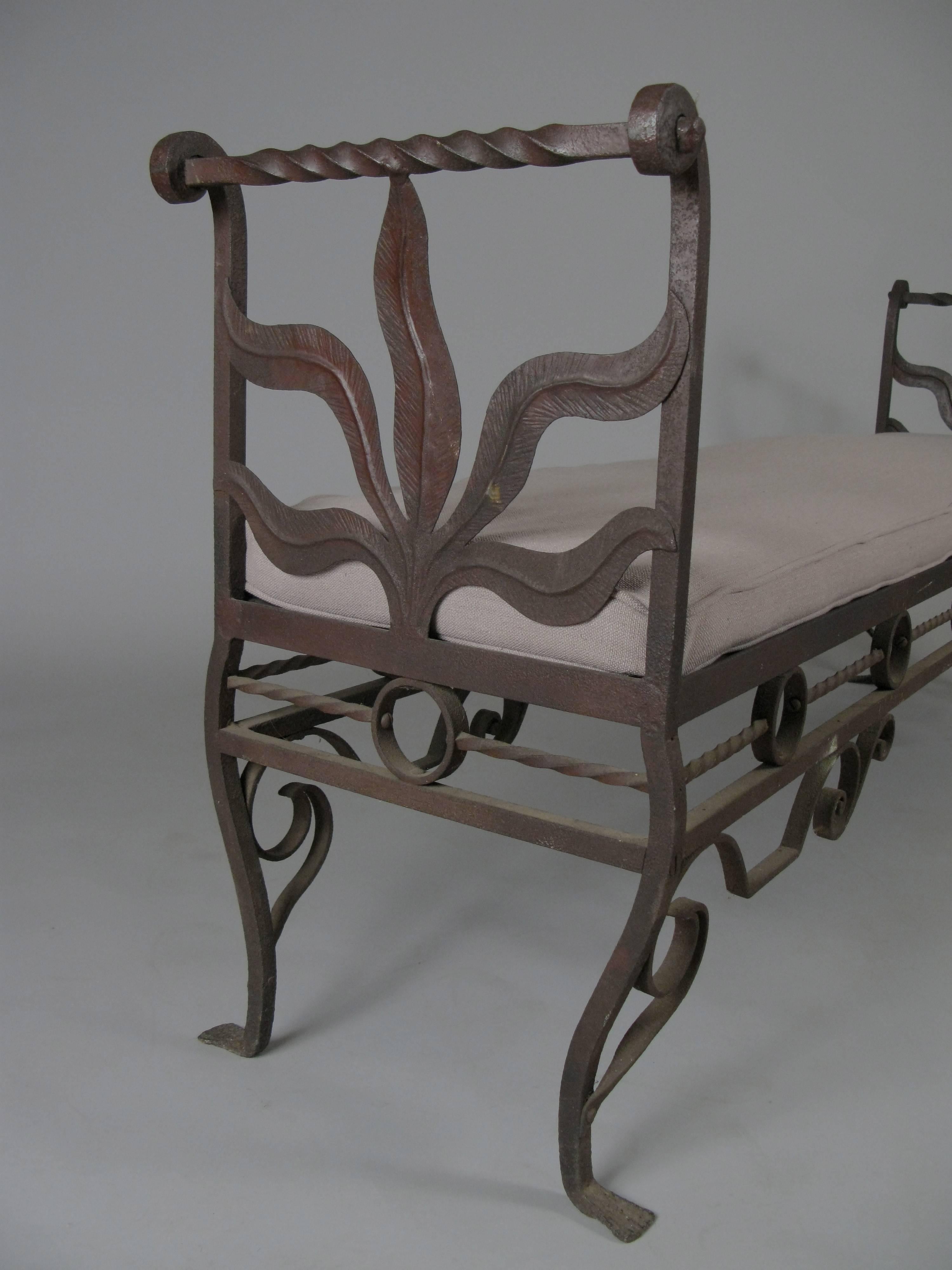 Antique 1920s Wrought Iron Bench 2