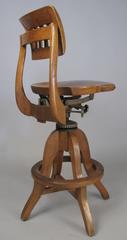 Antique Industrial Adjustable Drafting Stool by Sikes