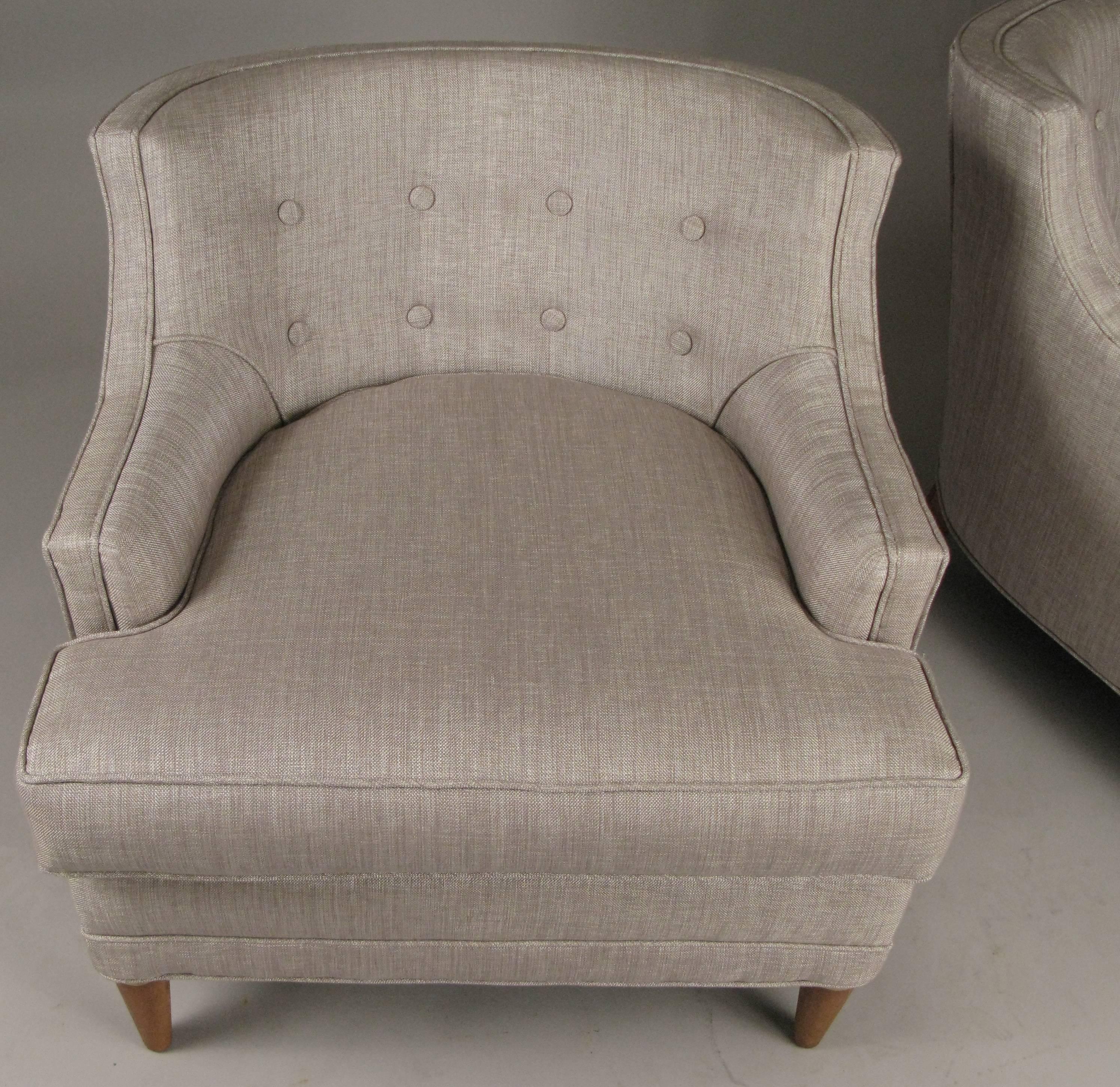 Mid-20th Century Pair of Vintage 1940s Curve Back Lounge Chairs