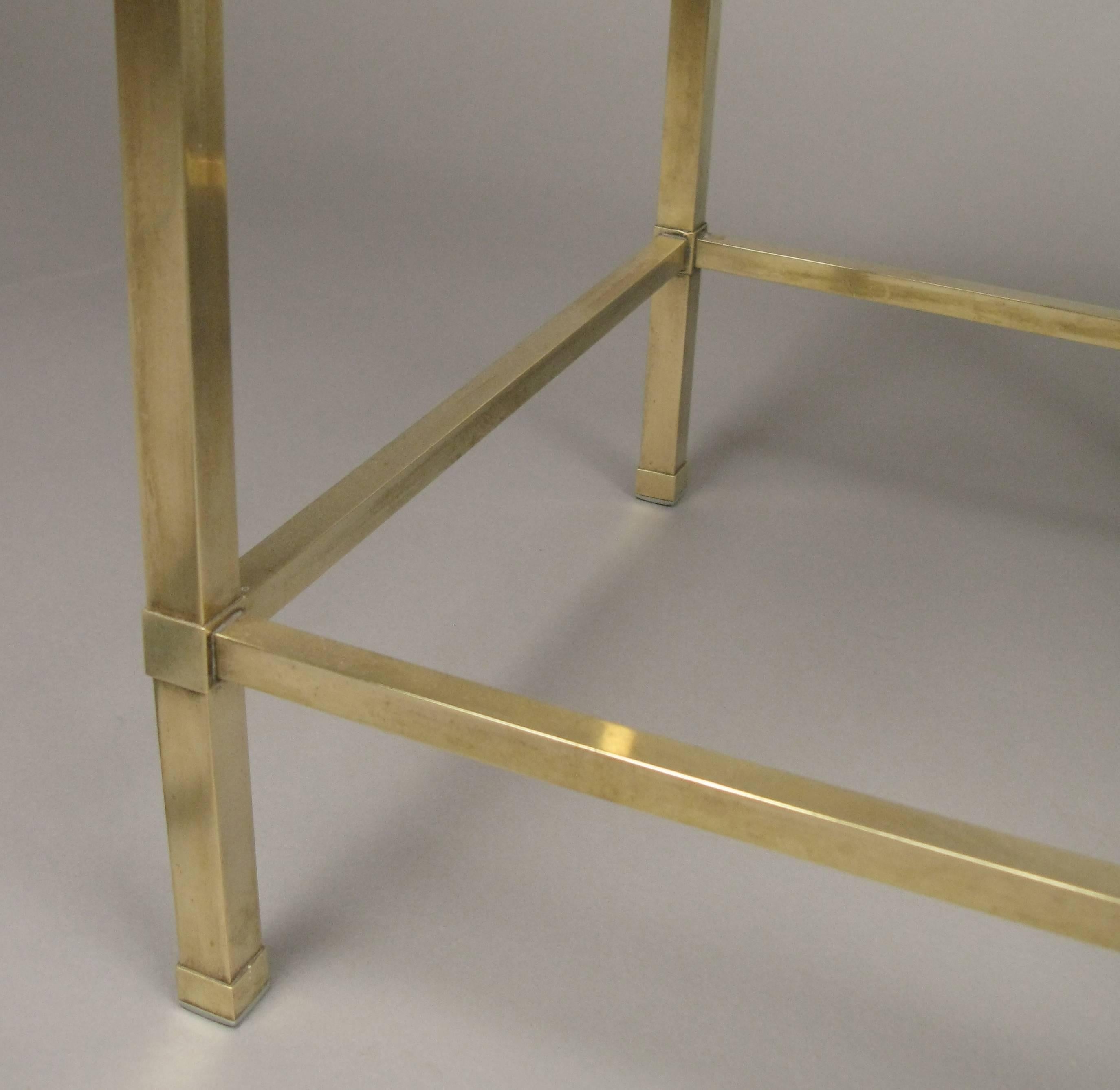 American Pair of Vintage 1950s Brass and Travertine Tables