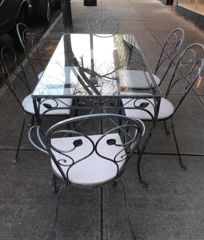 Vintage Salterini Wrought Iron Dining Set with Eight Chairs and Demilunes at 1stDibs