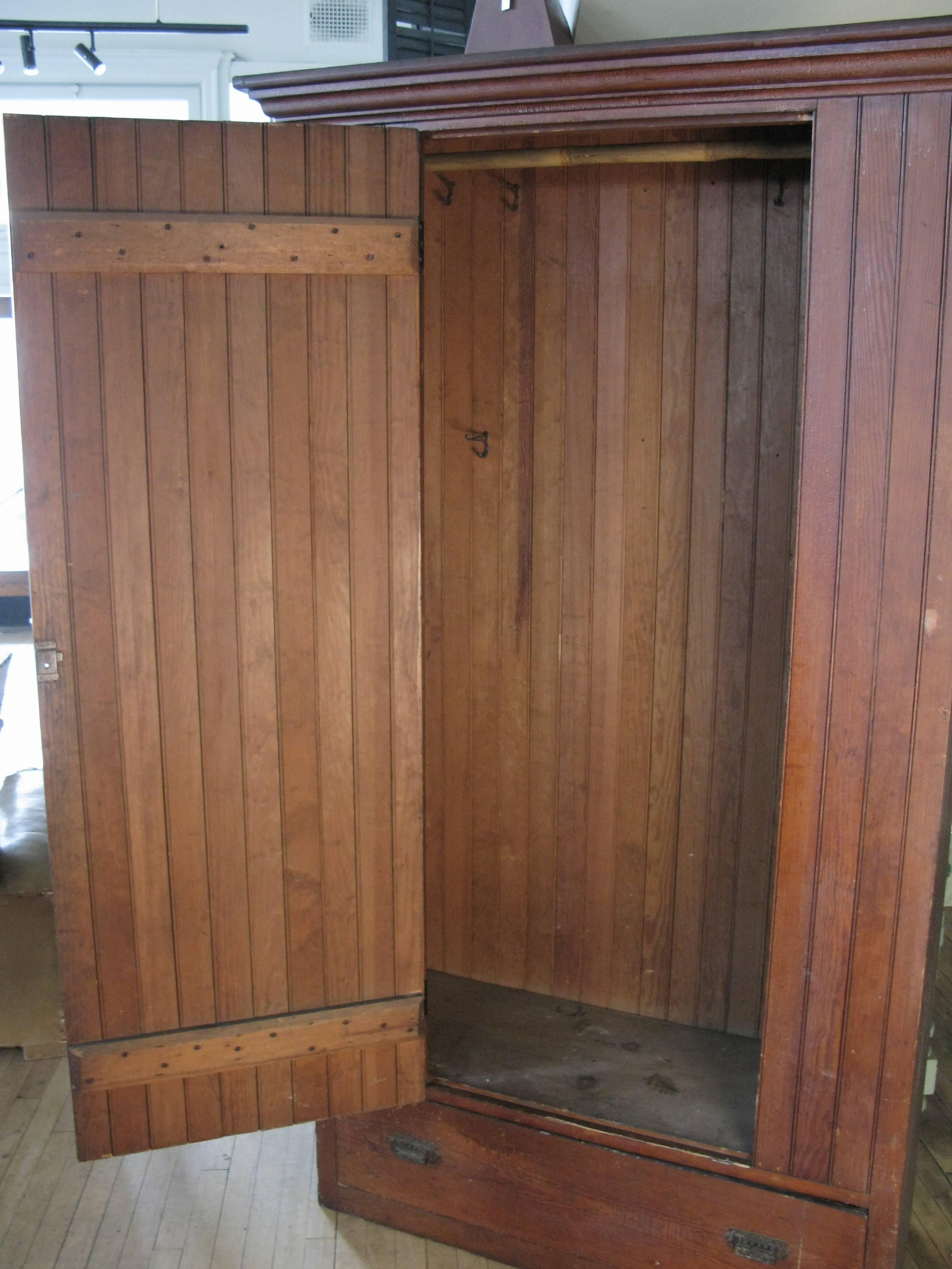 American Antique Oak Beadboard Cupboard