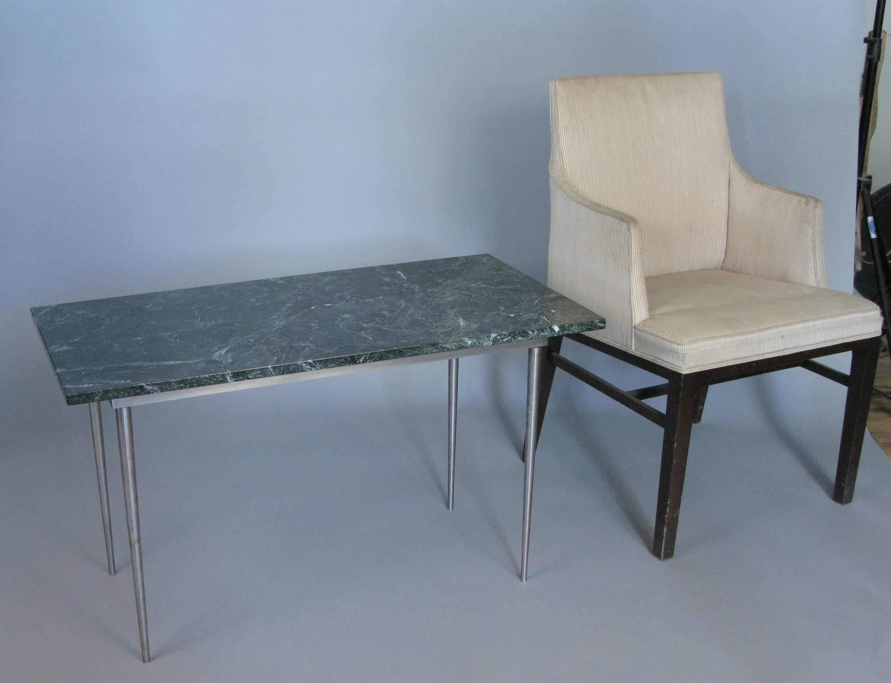 American Vintage 1970s Steel and Marble Table For Sale
