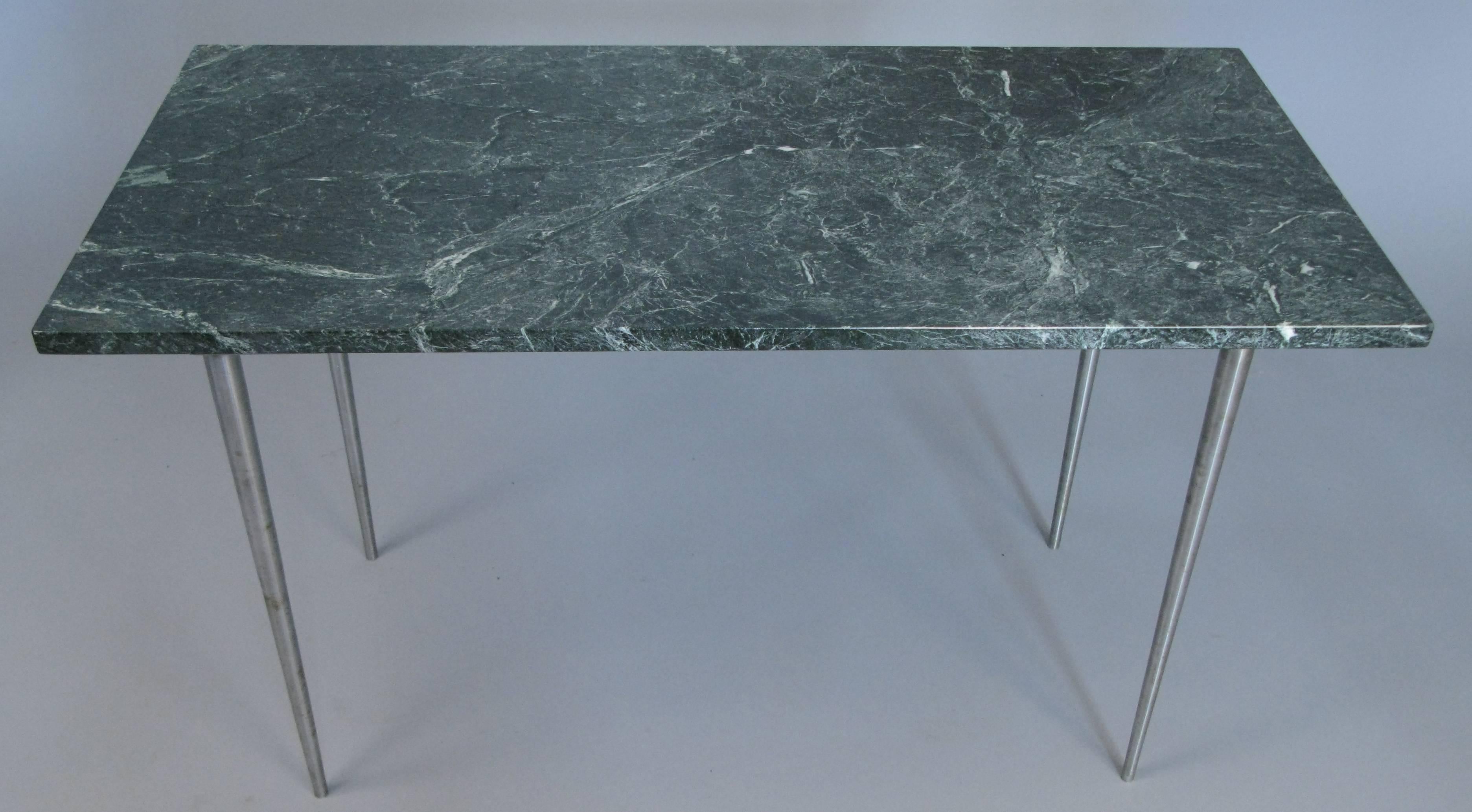 Vintage 1970s Steel and Marble Table In Excellent Condition For Sale In Hudson, NY