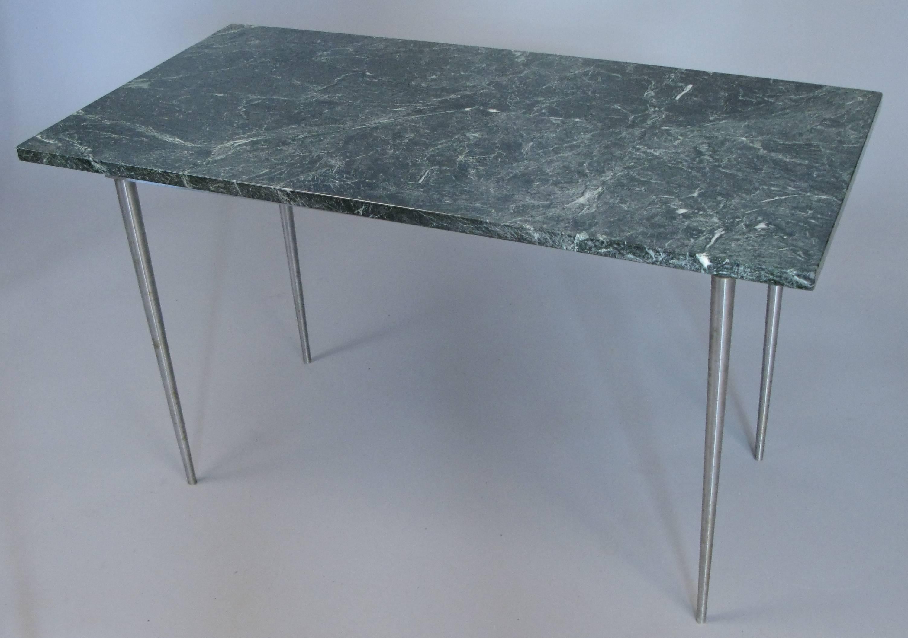Late 20th Century Vintage 1970s Steel and Marble Table For Sale